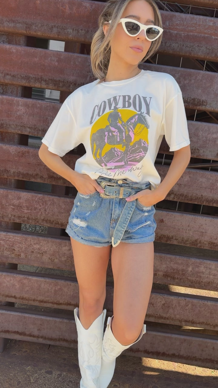 oat collective stylish equestrian cowboy take me away graphic tee shirt