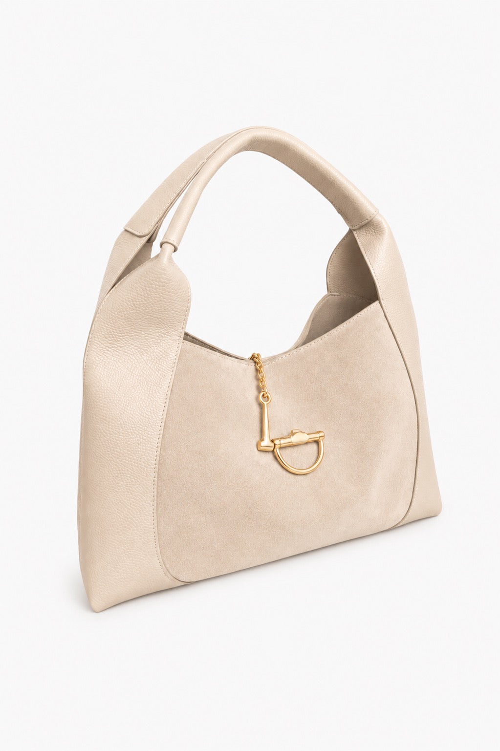 Sloane Large Suede Leather Saddle Bag - Fawn