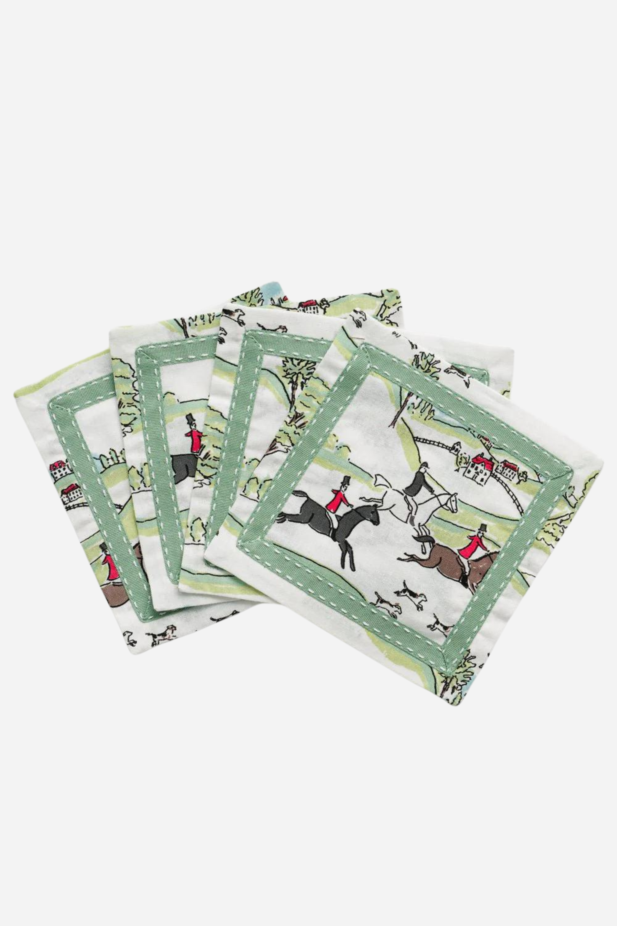 pomegranate stylish equestrian the hunt scene cocktail napkin set