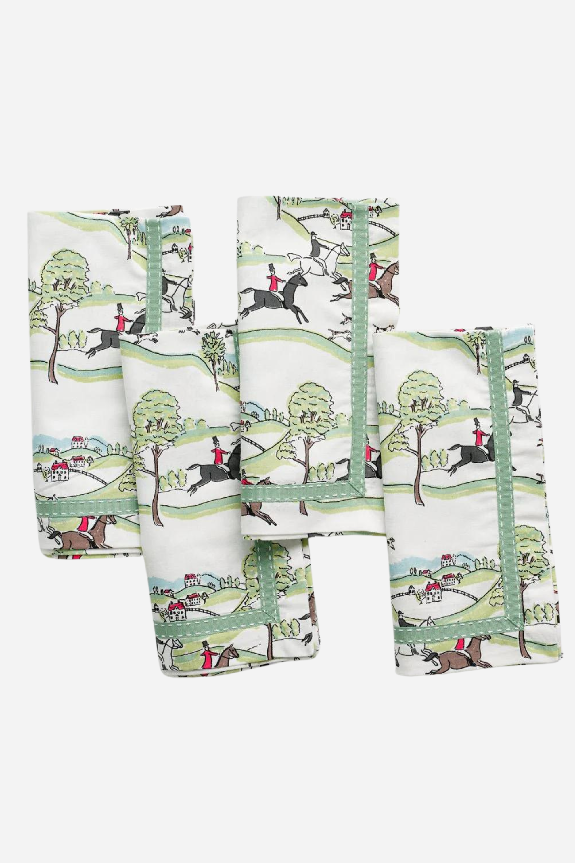 pomegranate inc stylish equestrian the hunt scene napkin set