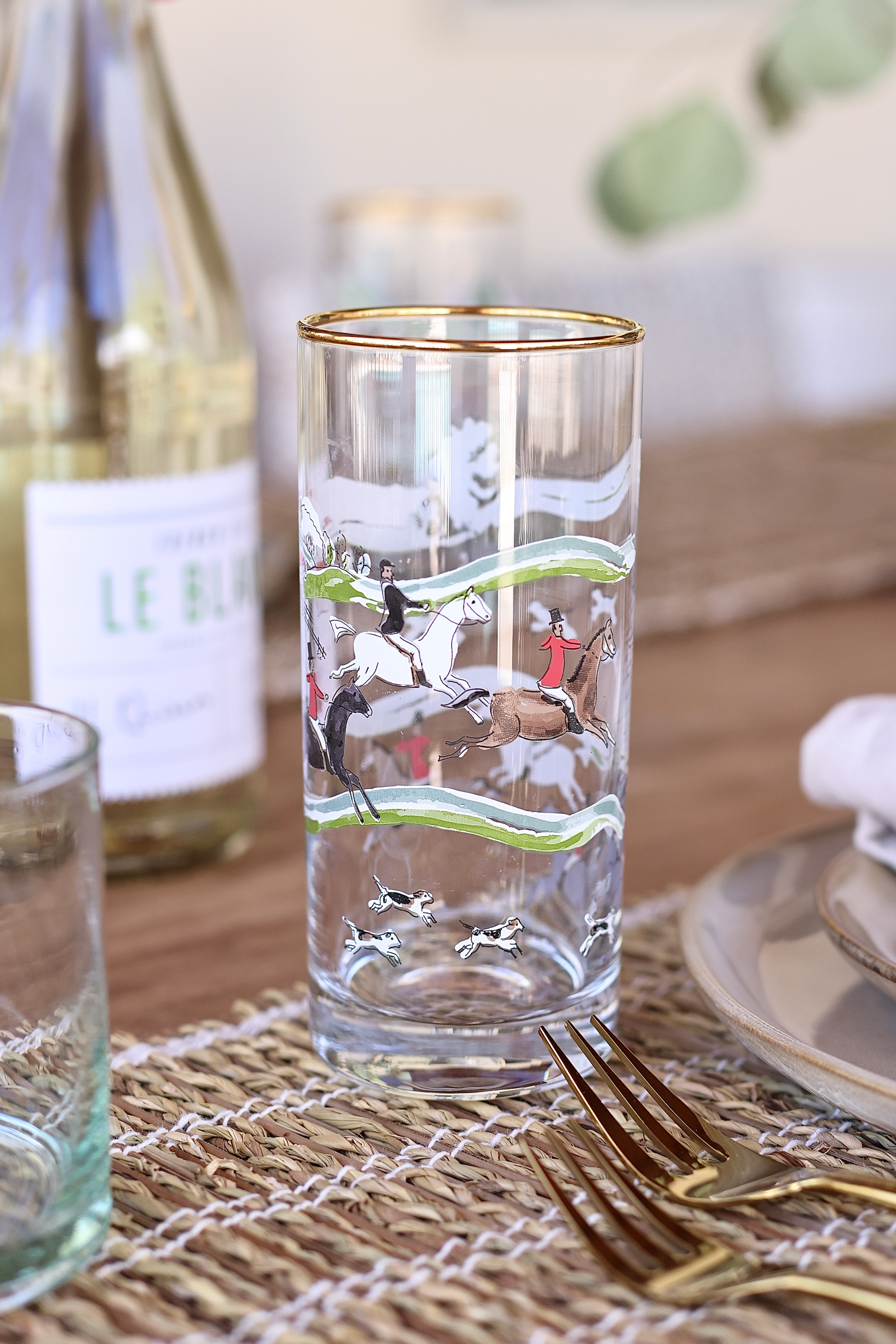 pomegranate inc stylish equestrian hunter drinking glass set