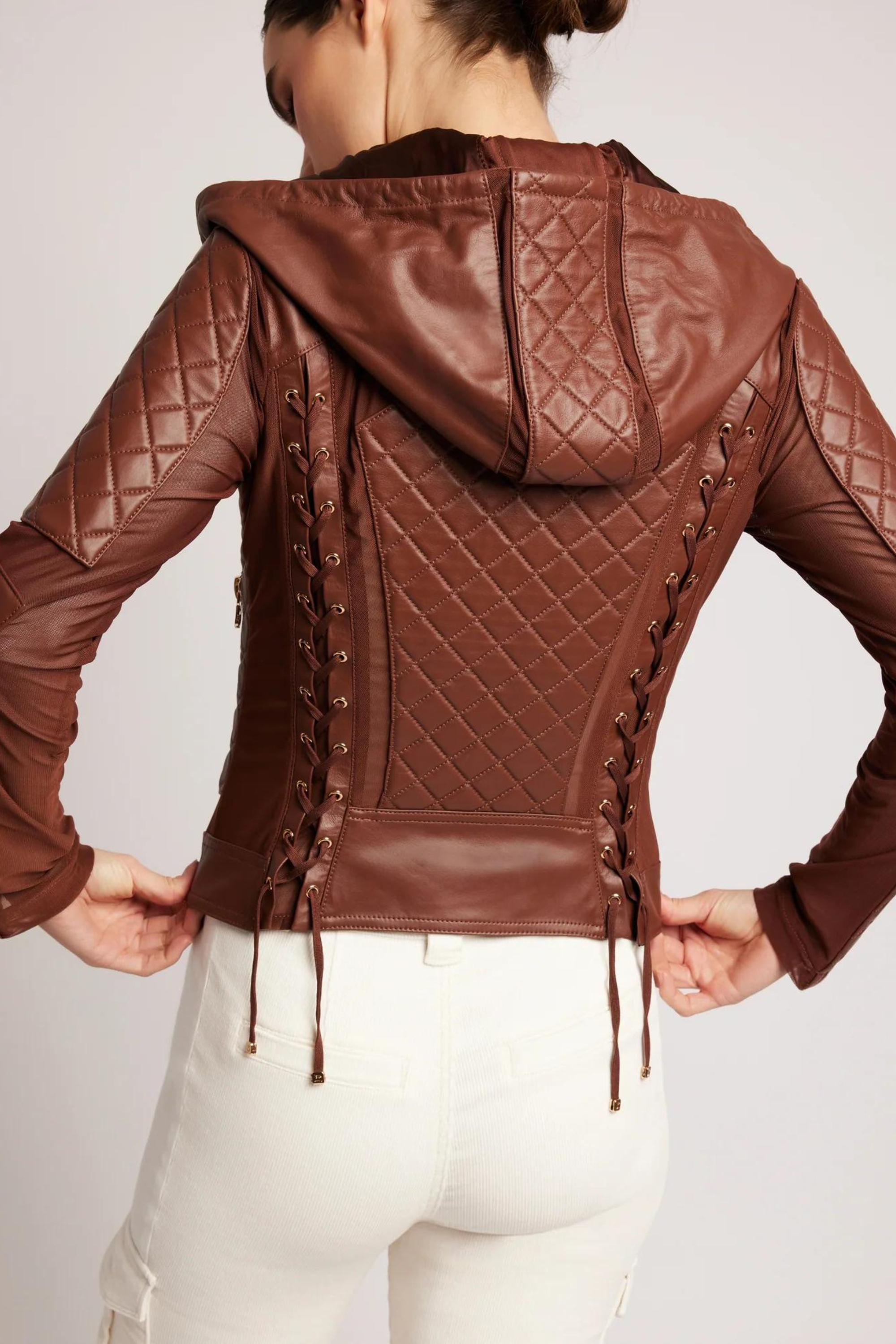 Blanc noir hooded moto jacket sales