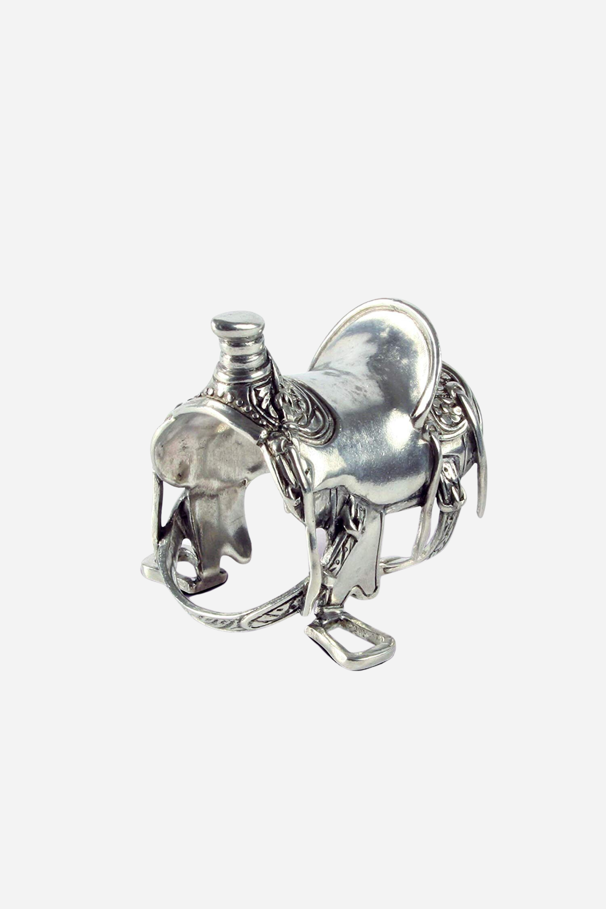 arthur court stylish equestrian western saddle pewter napkin ring set