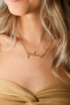 stylish equestrian bestto yeehaw script chain necklace