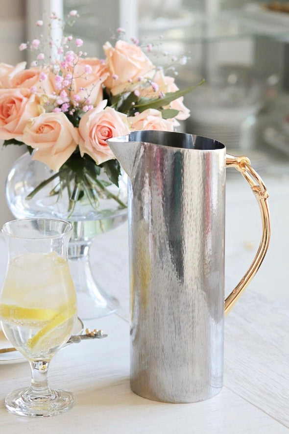 arthur court gilden d-ring stainless steel pitcher