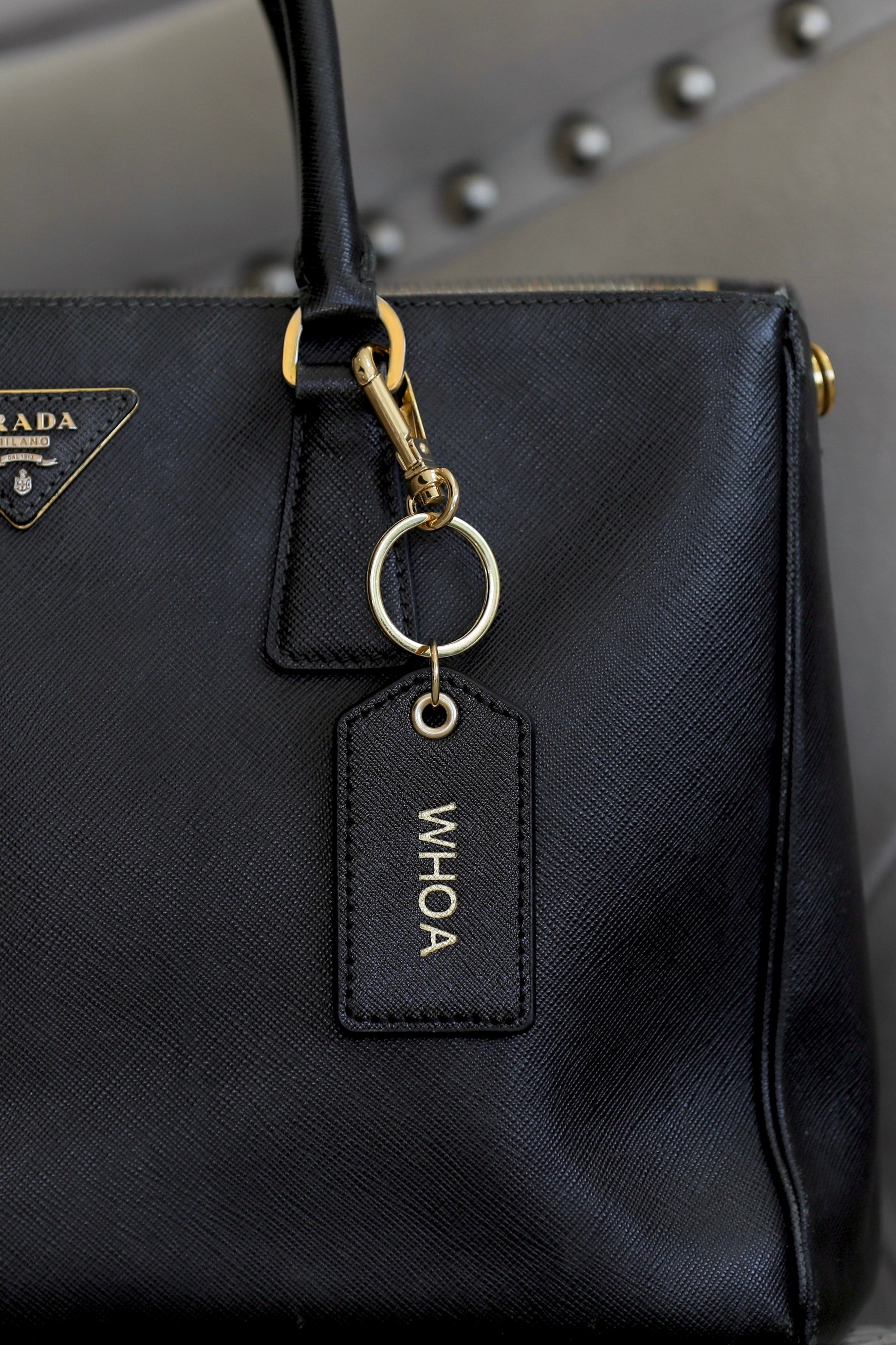 Black Prada Leather Ring Handbag