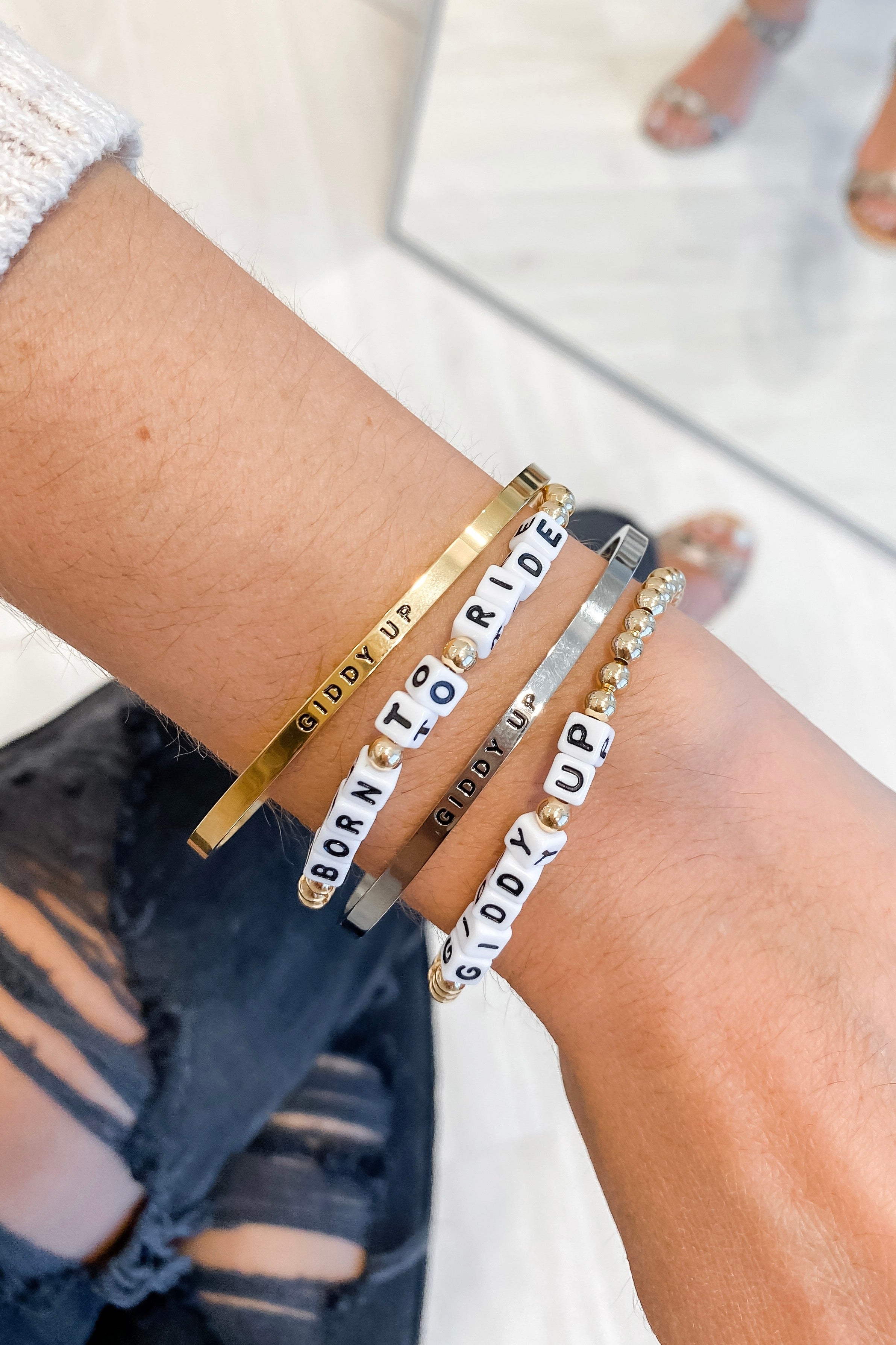 mantra band stylish equestrian giddy up bracelet