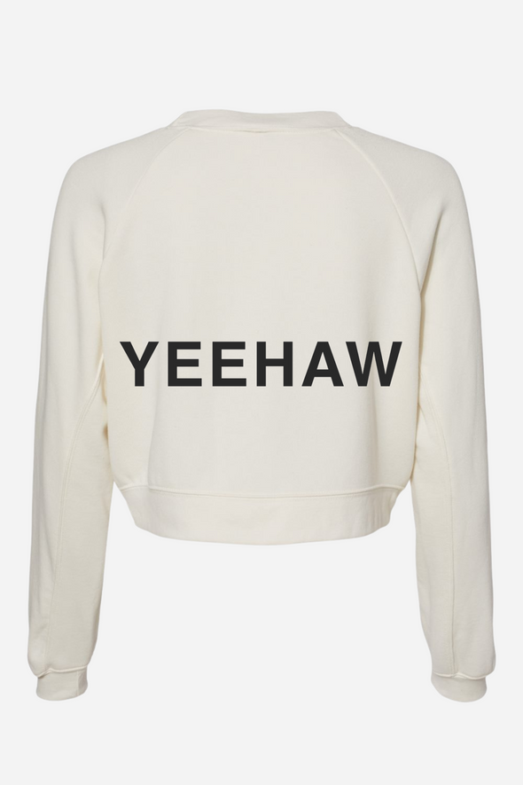 stylish equestrian yee haw cropped sweatshirt ivory