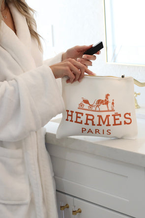toss designs stylish equestrian hermes paris flat zip cosmetic pouch