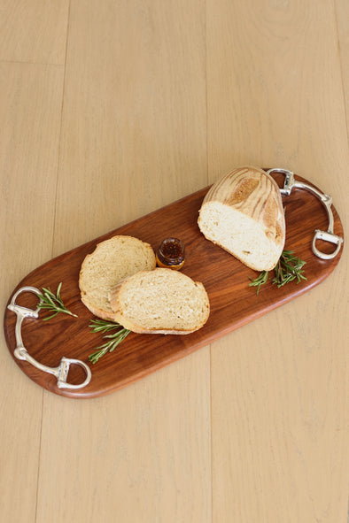 beatriz ball stylish equestrian oblong wood serving board with horse bit handle