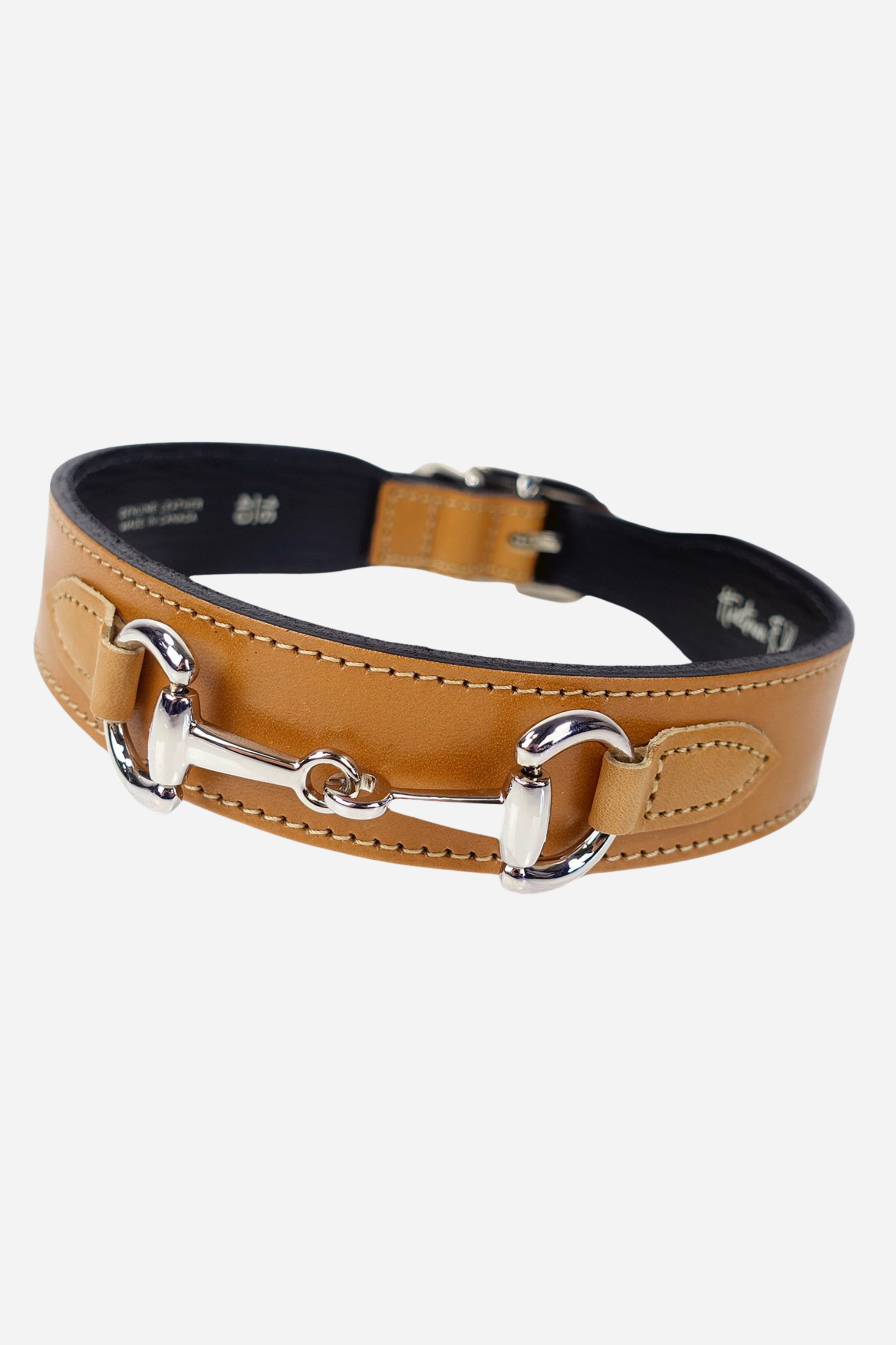 Stylish Equestrian Belmont Dog Collar  100% Italian Leather