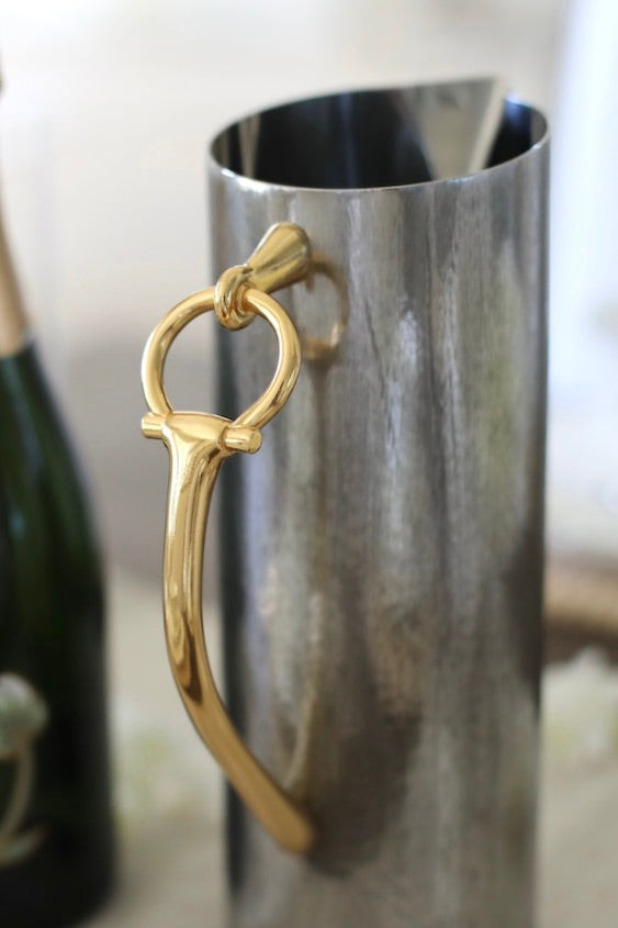 arthur court gilden d-ring stainless steel pitcher