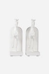 a&b home inc. stylish equestrian trotting horse bookend set white
