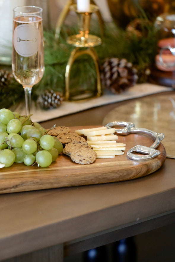 beatriz ball stylish equestrian oblong wood serving board with horse bit handle