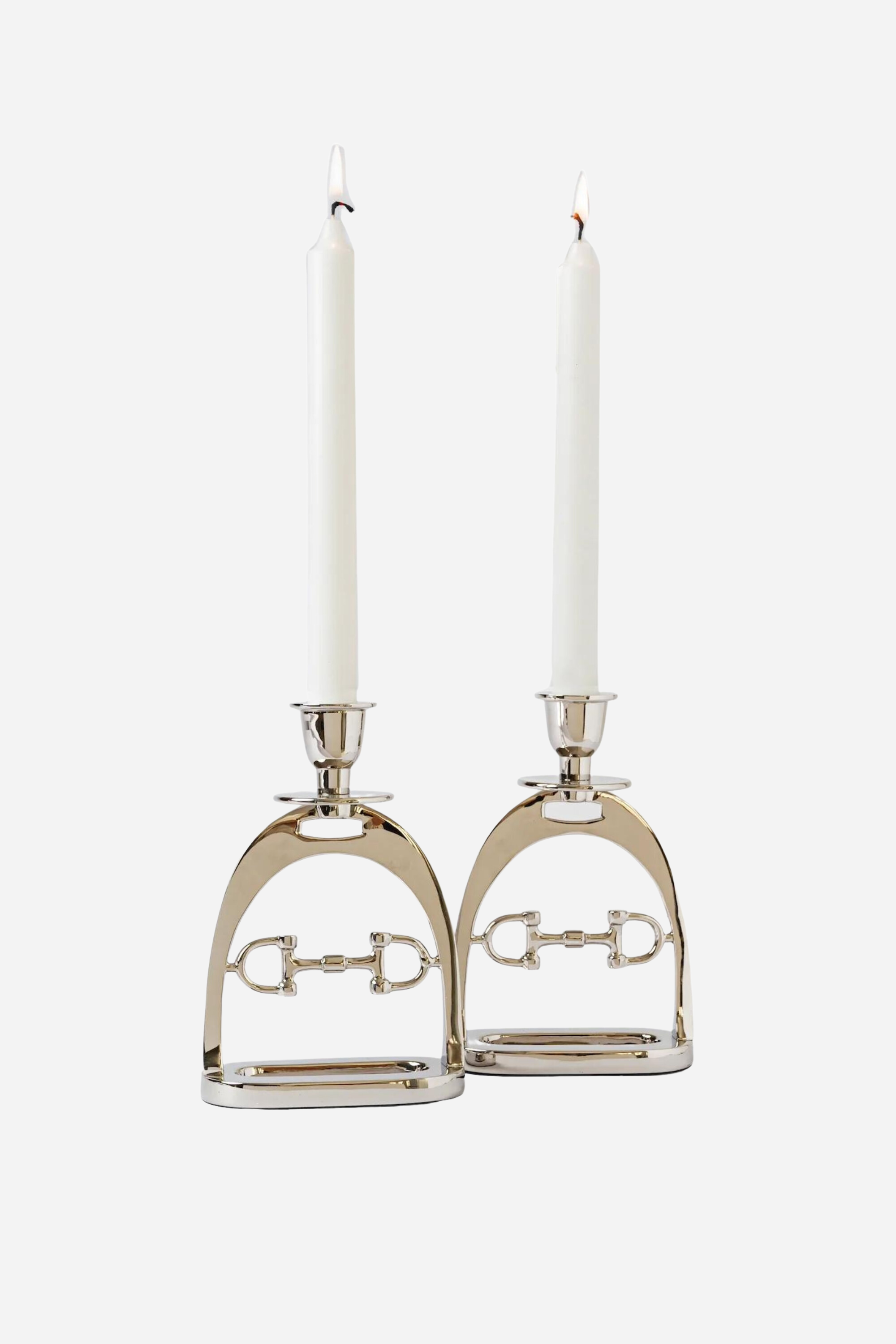 adamsbro stylish equestrian alexander stirrup candle holder set