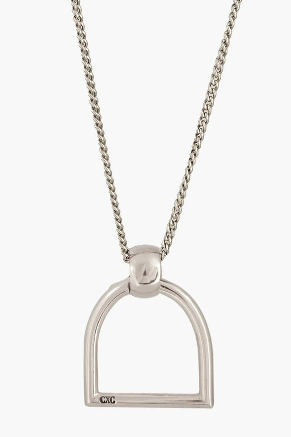 cxc stylish equestrian ariella stirrup necklace silver
