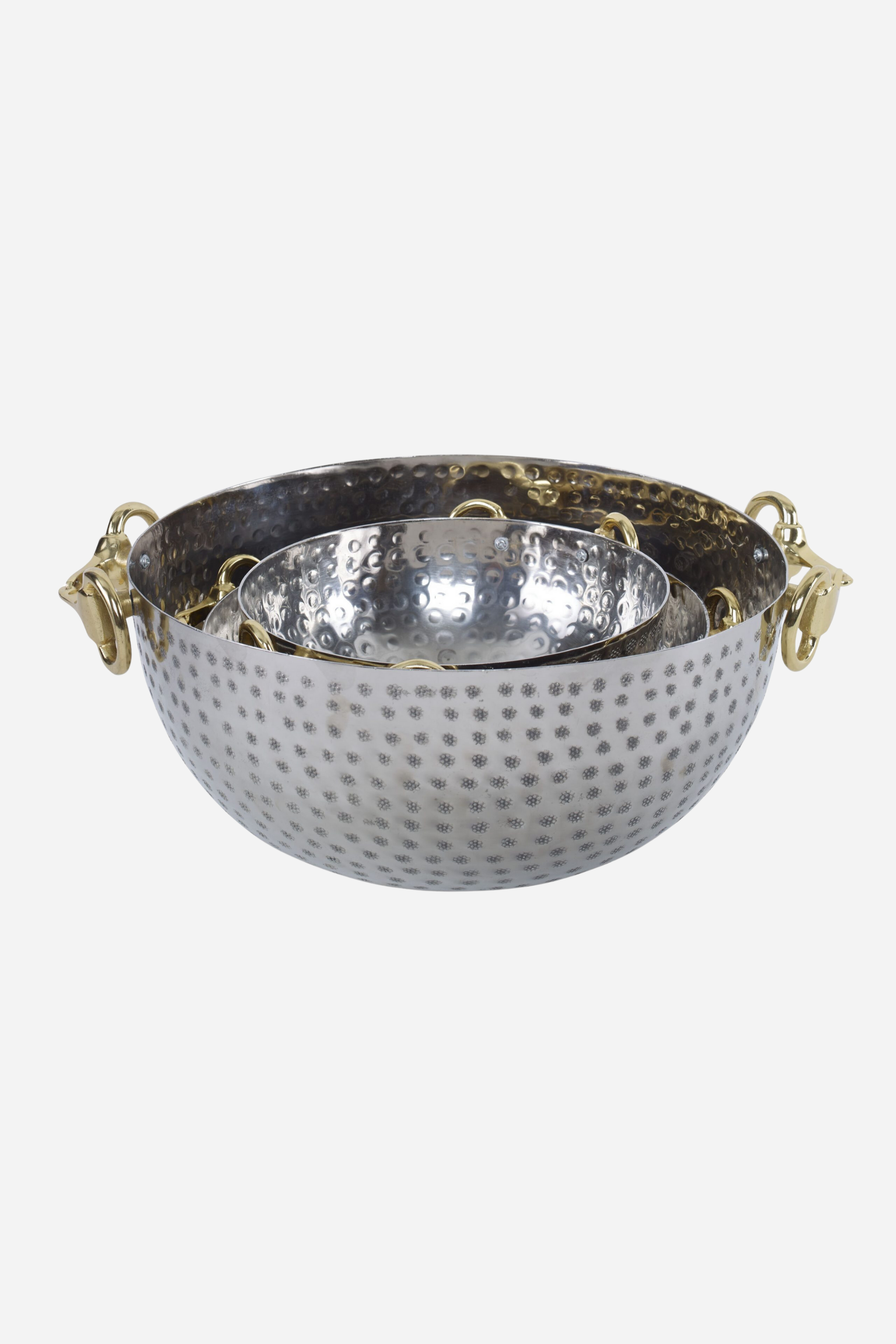 go home stylish equestrian astoria hammered aluminum bowl set with horse bit handle