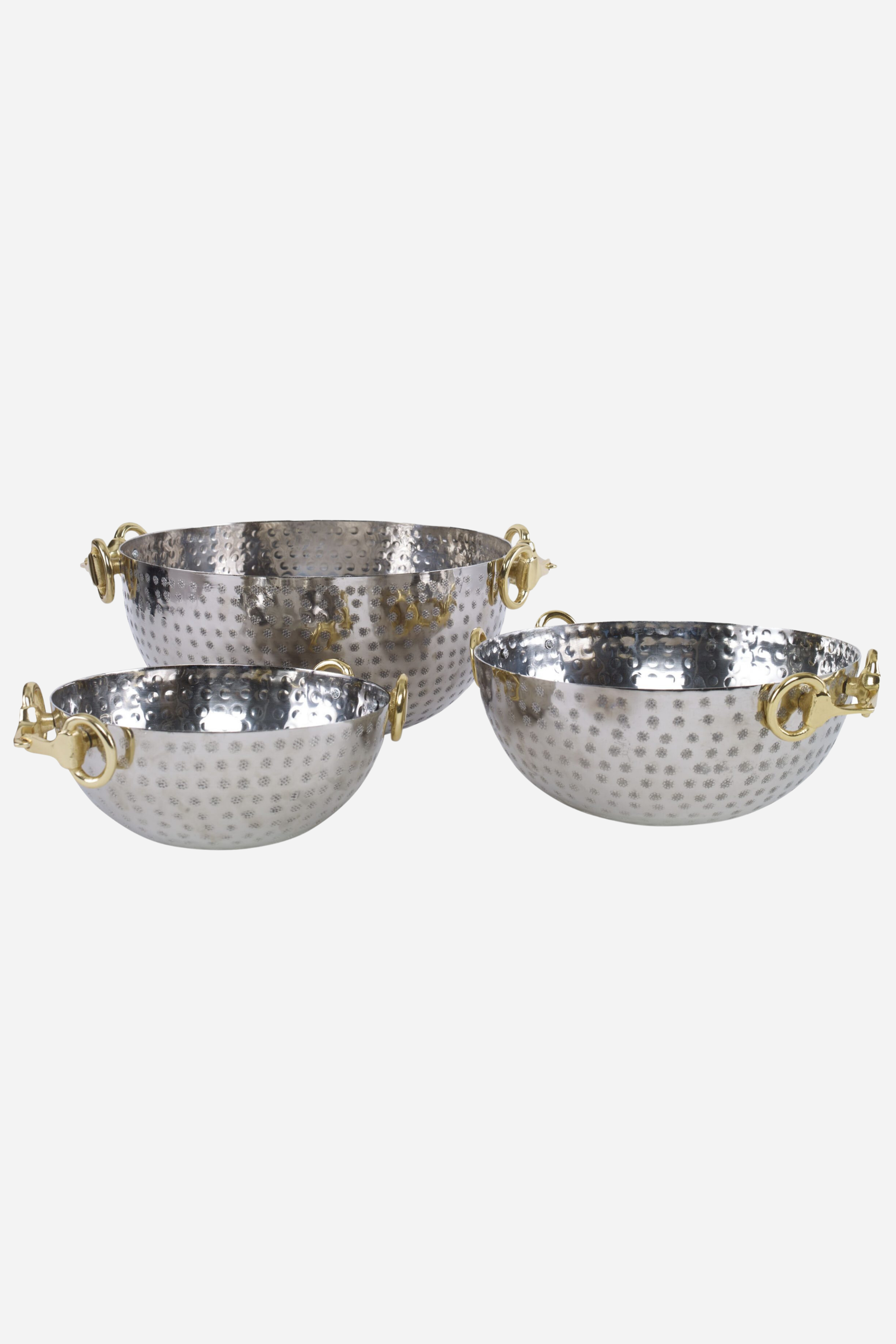 go home stylish equestrian astoria hammered aluminum bowl set with horse bit handle