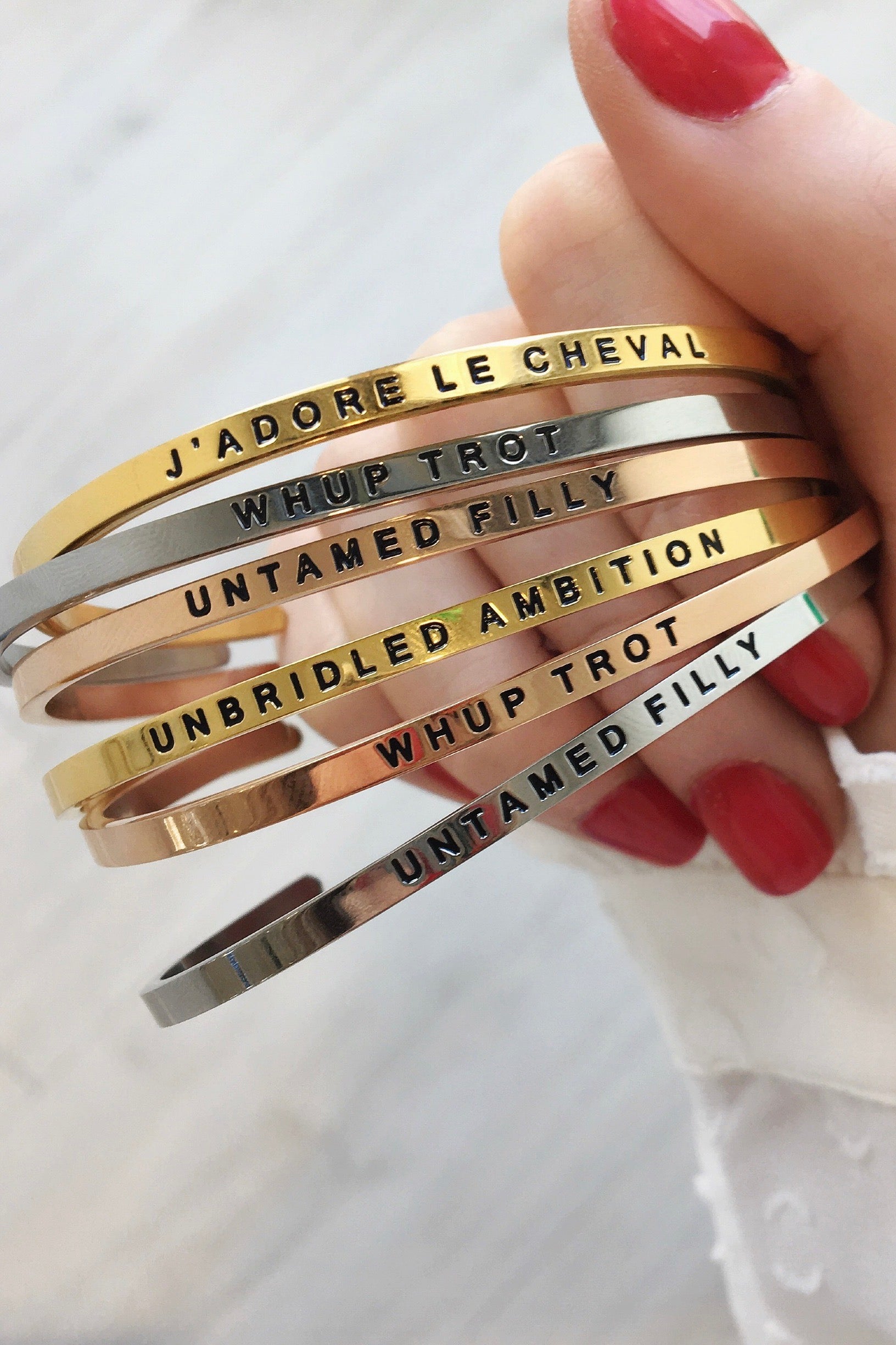 mantra band stylish equestrian unbridled ambition bracelet