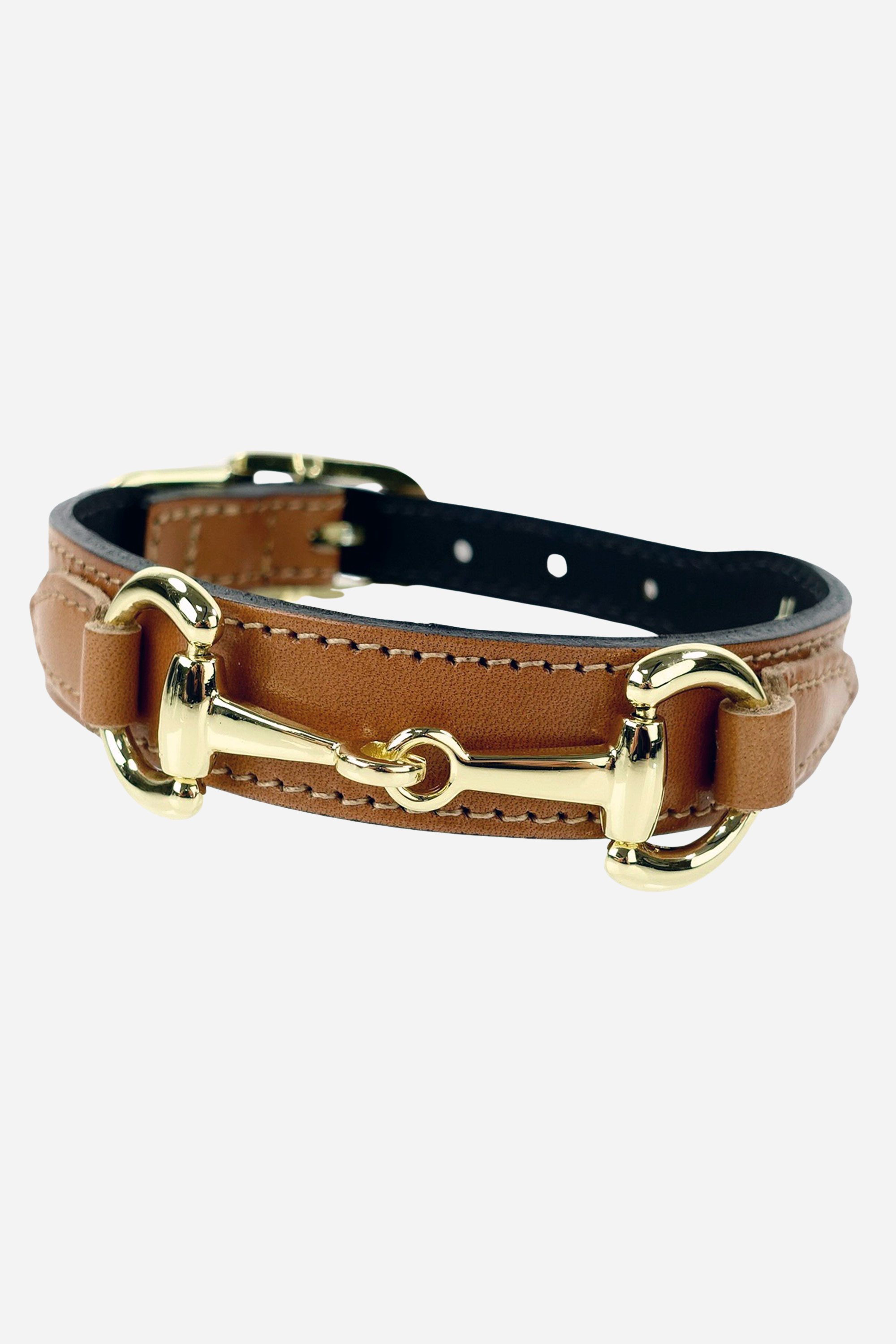 Stylish Equestrian Belmont Dog Collar  100% Italian Leather