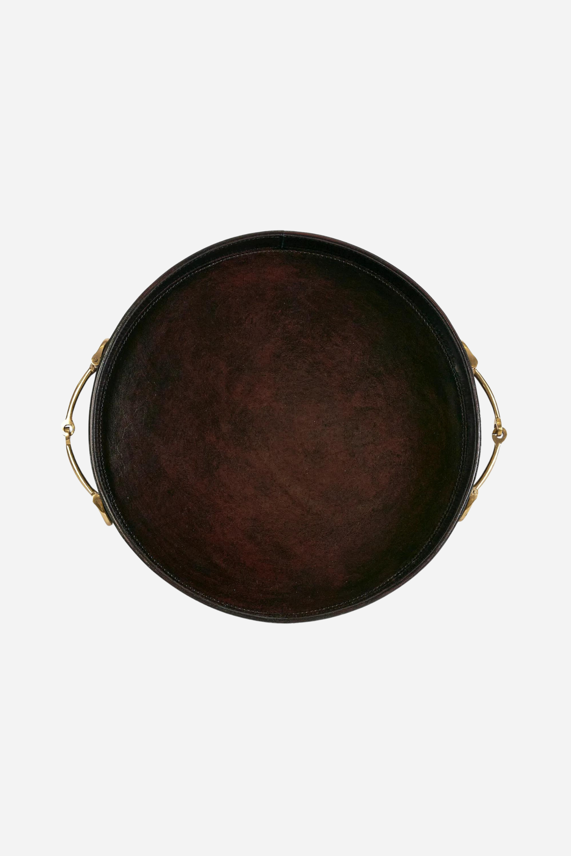 adamsbro stylish equestrian charles round leather tray with horse bit handle