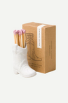 paddywax stylish equestrian white ceramic cowboy boot match holder