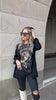 stylish equestrian hold your horses distressed oversized tee black