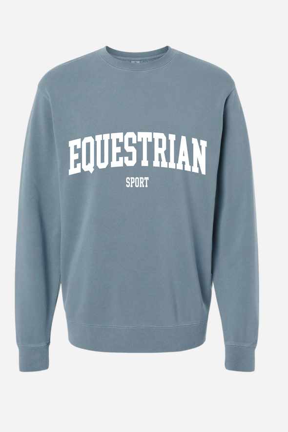 stylish equestrian equestrian sport crewneck sweatshirt sapphire blue