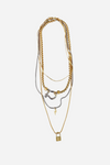artizan jewelry stylish equestrian herradura lock layered horseshoe lock and lightening bolt layered necklace set