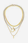 artizan jewelry stylish equestrian herradura snake layered horseshoe and lightening bolt layered necklace set