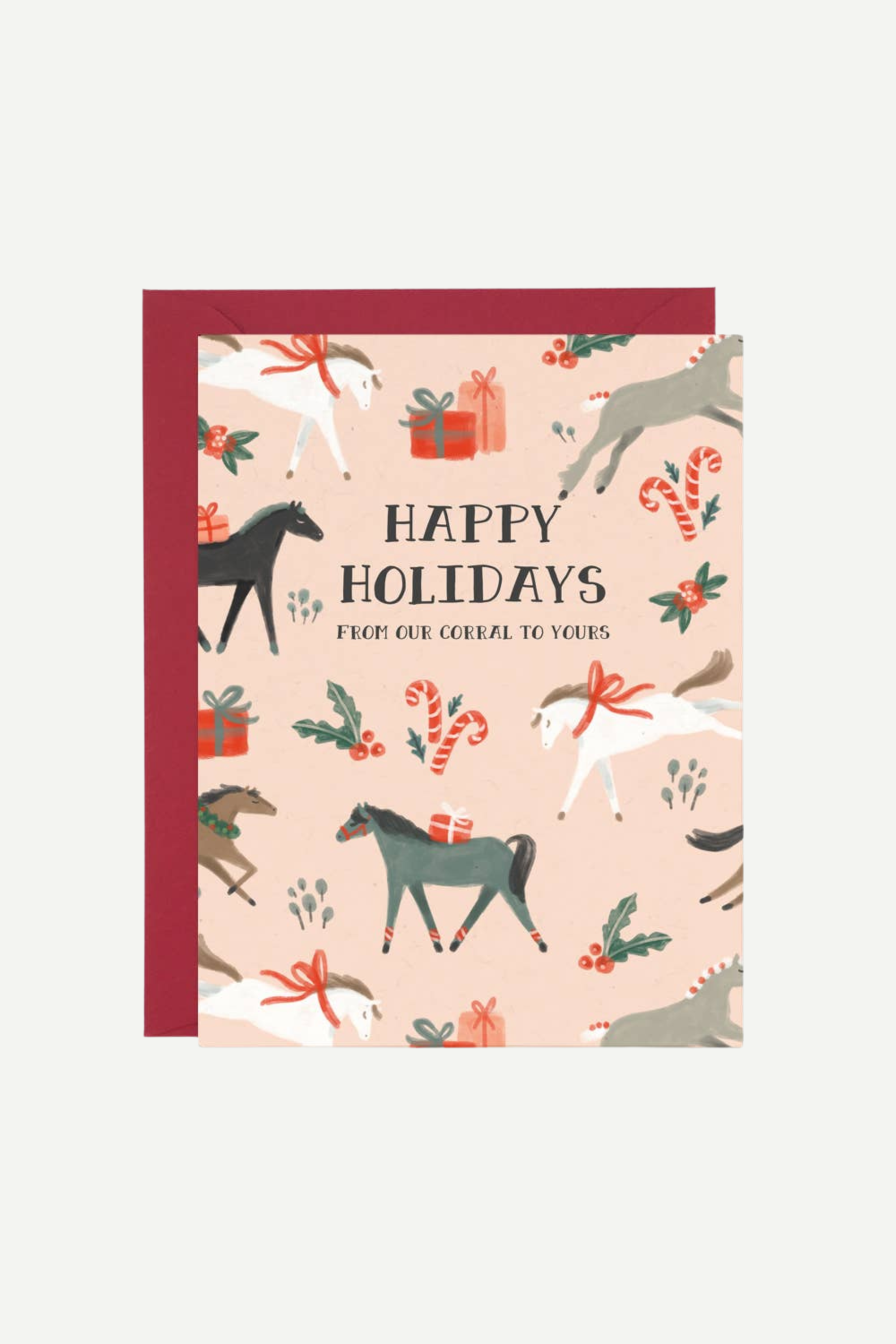 paper pony co stylish equestrian happy holidays greeting card