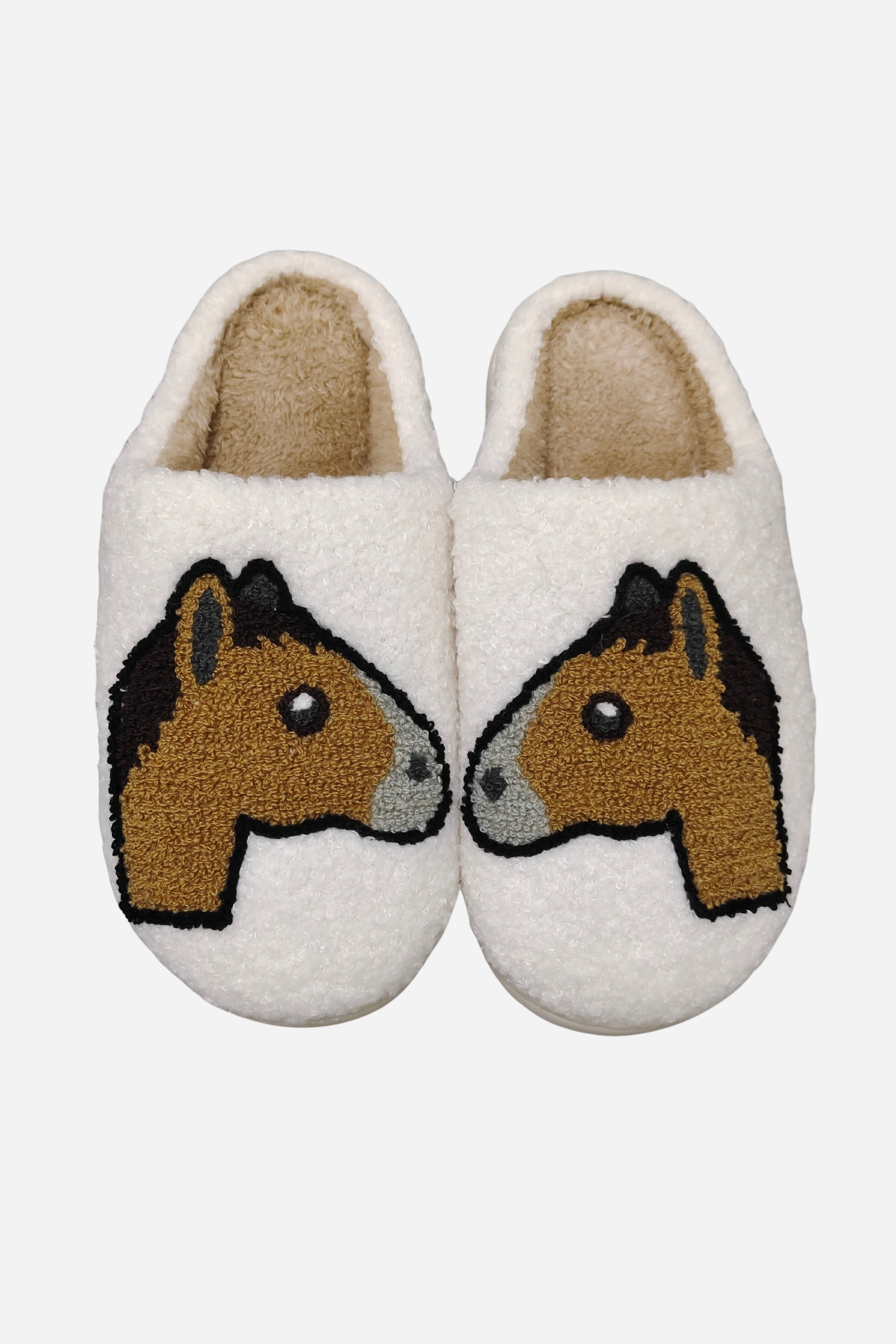 dreamers n schemers stylish equestrian horse head emoji slippers