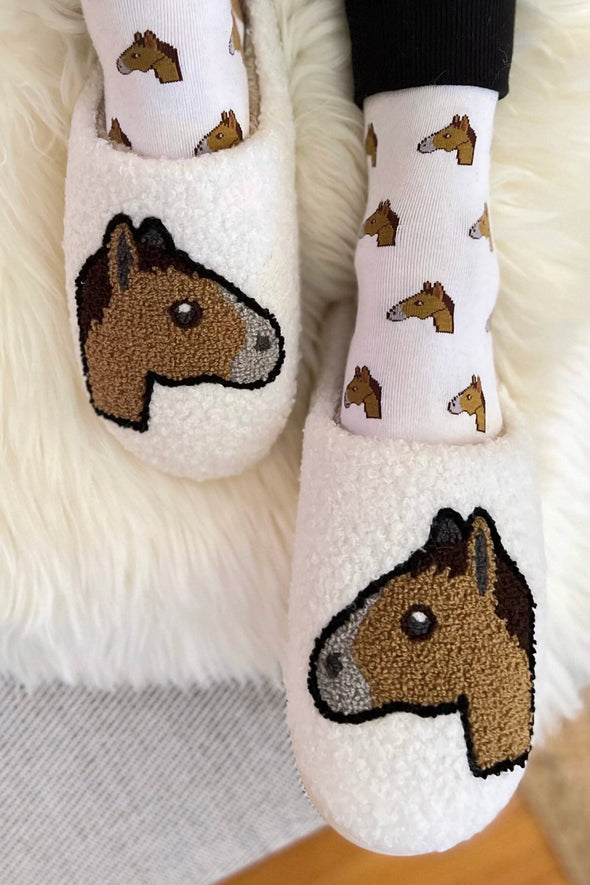 dreamers n schemers stylish equestrian horse head emoji slippers