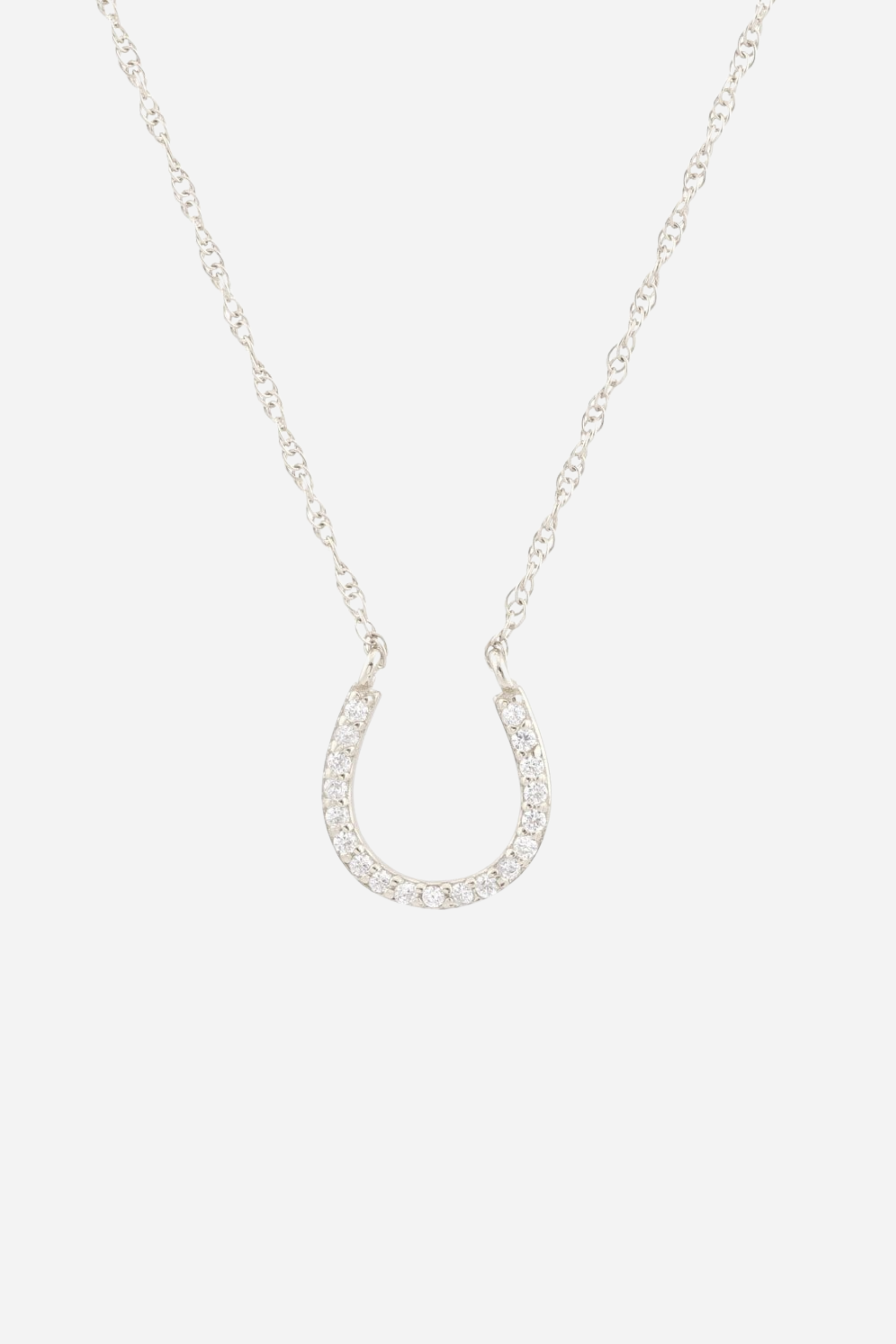 Stylish Equestrian Horseshoe Pave Necklace Silver