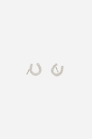 kris nations stylish equestrian horseshoe pave stud earrings