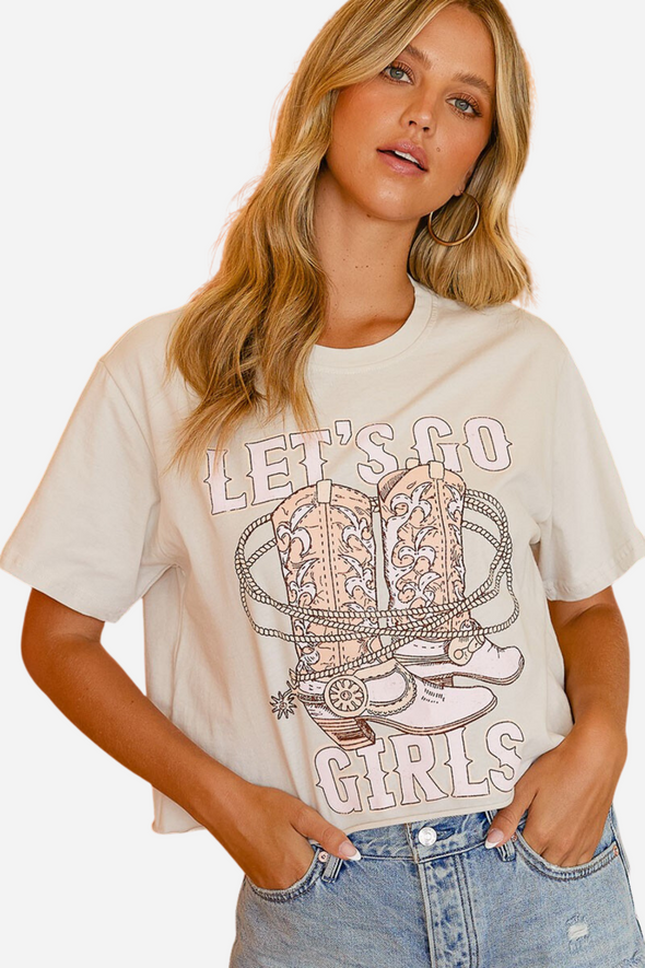 zutter stylish equestrian let's go girls cropped graphic t shirt