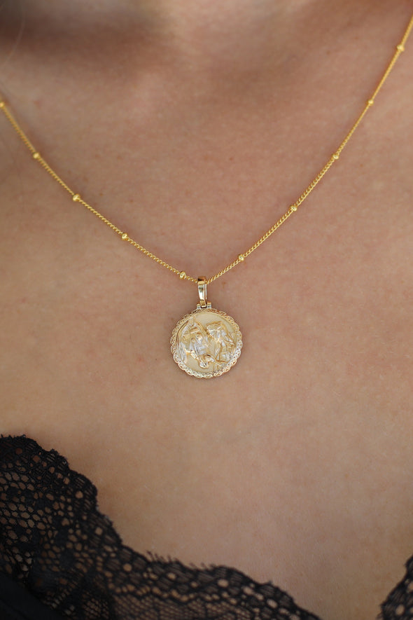 awe inspired mini rhiannon horse goddess necklace gold