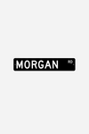 stylish equestrian morgan rd street sign black and white