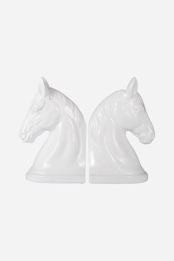 stylish equestrian pippa white porcelain horse head bookend set
