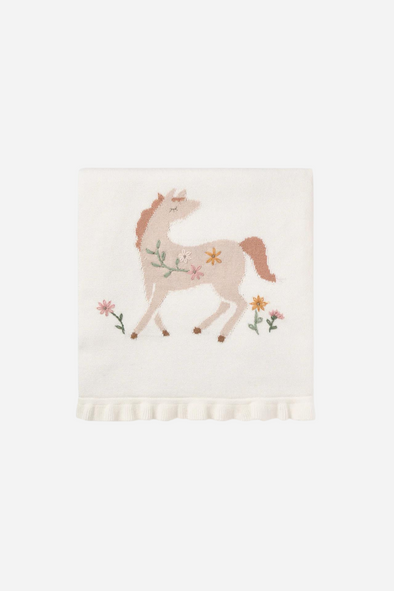 elegant baby stylish equestrian pony meadow knit throw baby blanket