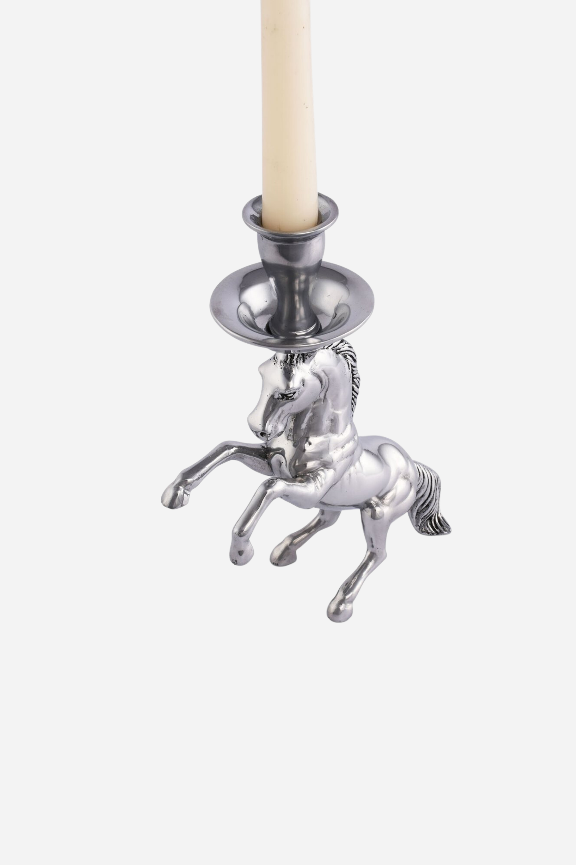 arthur court stylish equestrian rearing horse candle stick in pewter