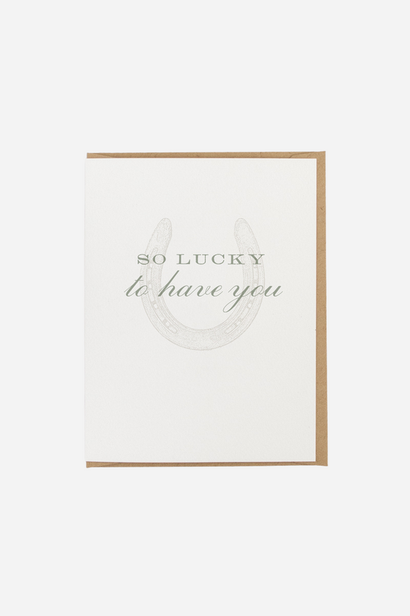 jerry & julep stylish equestrian so lucky to have you horseshoe greeting card