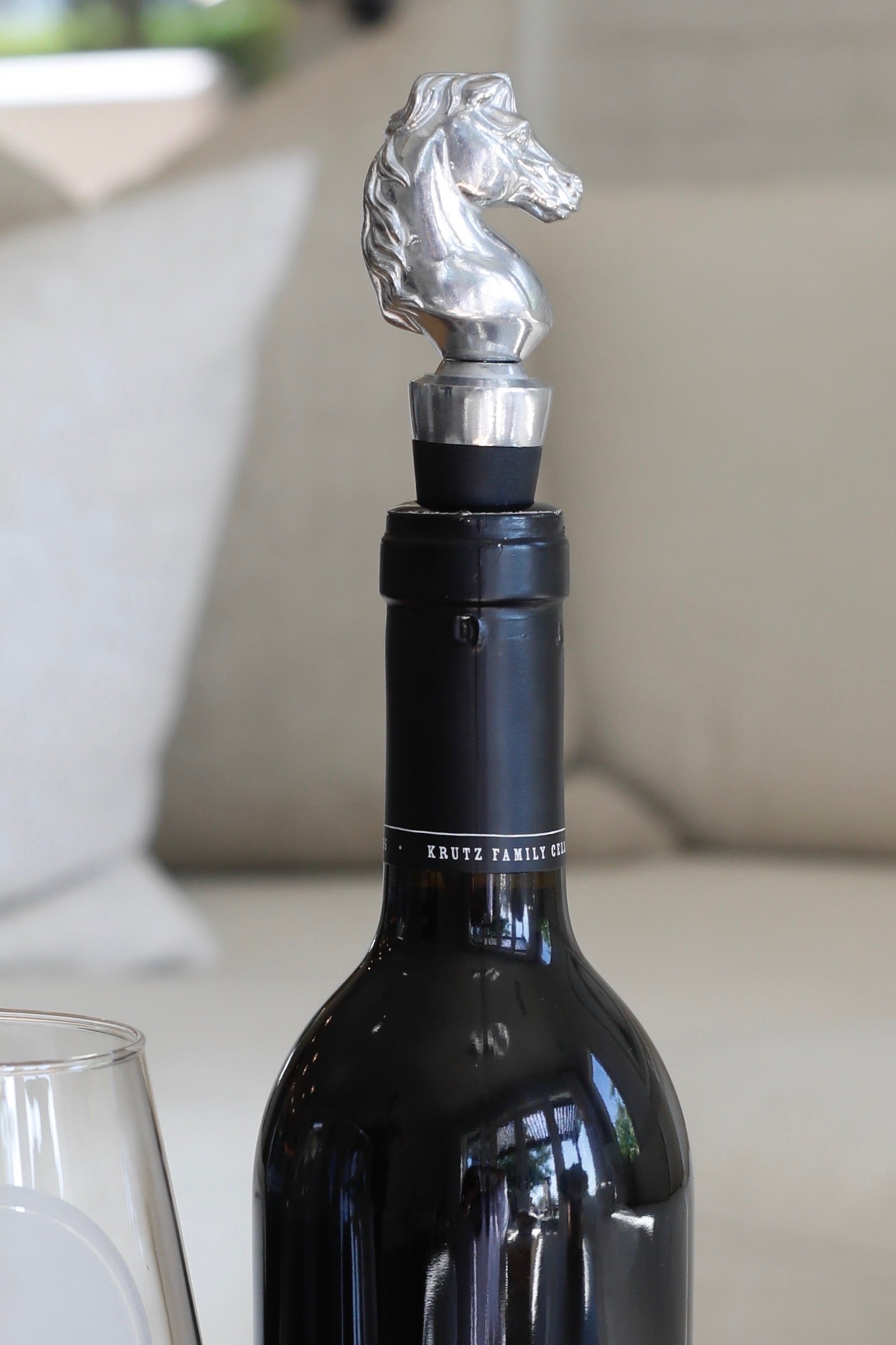 arthur court stylish equestrian stallion horse wine bottle stopper