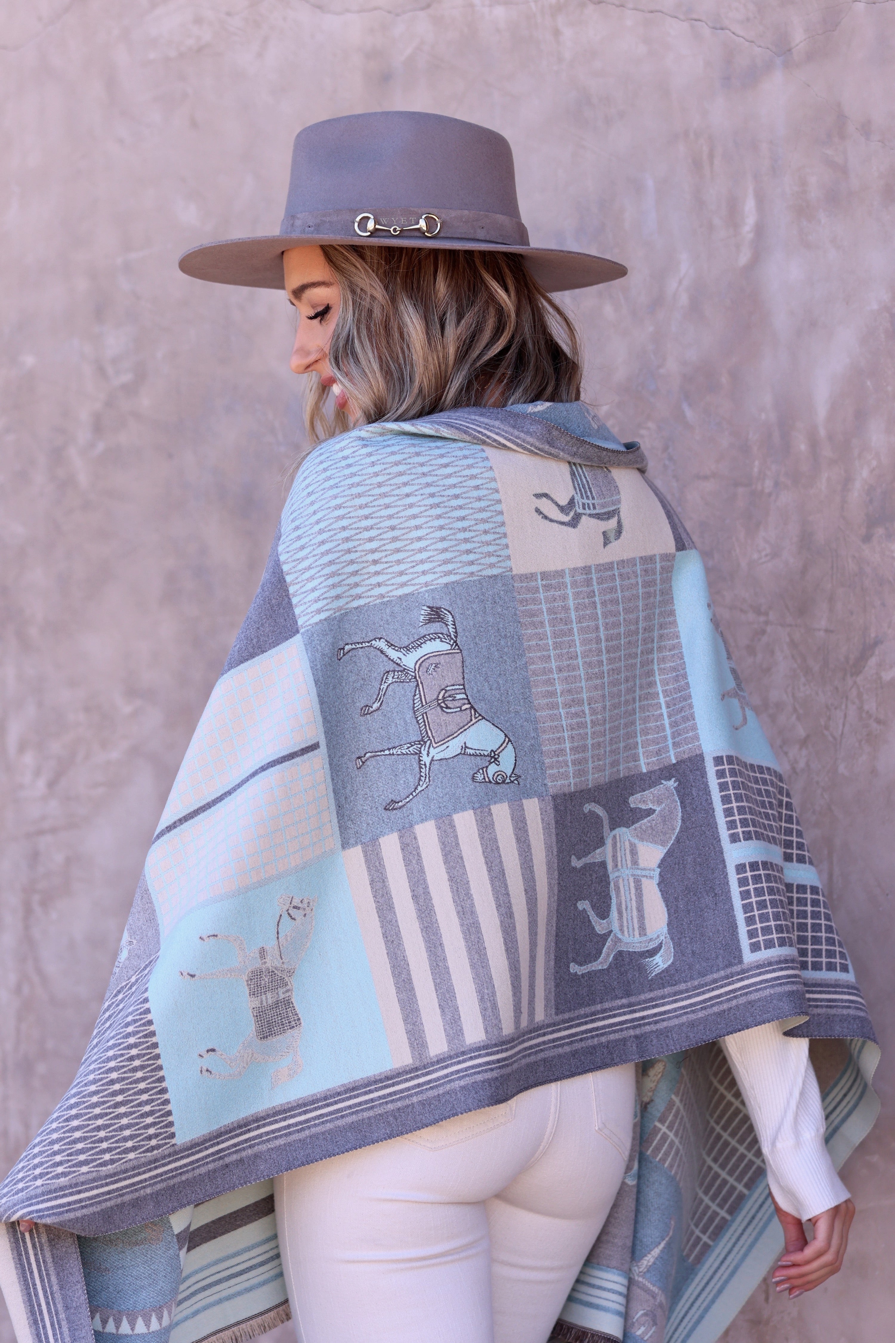 stylish equestrian stella horse pashmina scarf frost