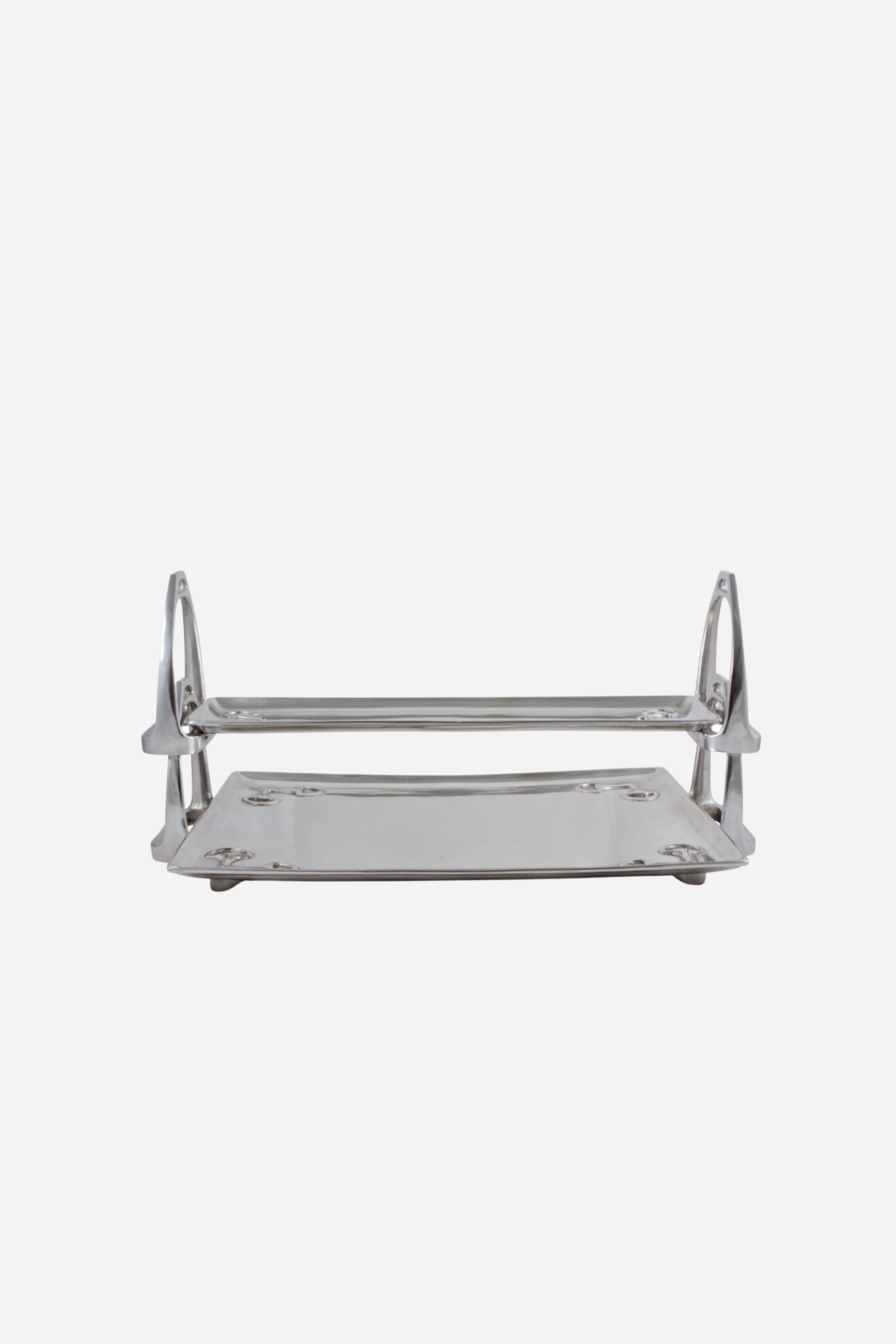 arthur court stylish equestrian rectangle stirrup tray pewter