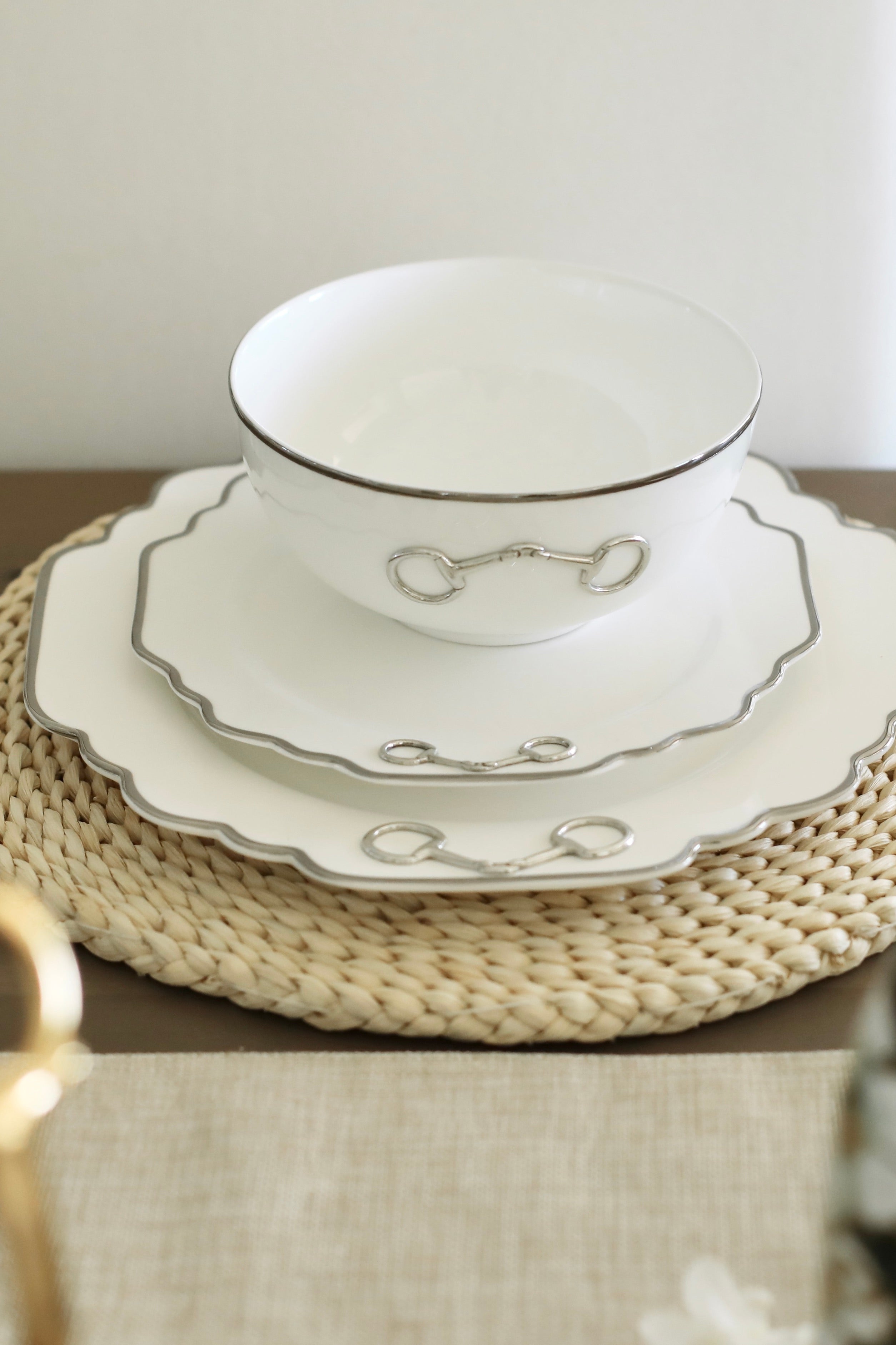 arthur court stylish equestrian windsor horse bit dinnerware